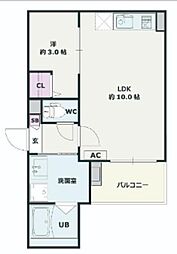 川越市大字的場アパート 1LDKの間取図画像