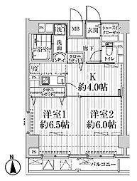 HF東中野レジデンス 2DKの間取図画像
