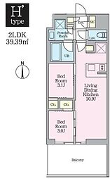 クレストコート東陽町 2LDKの間取図画像