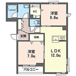 サウスピュア 2LDKの間取図画像