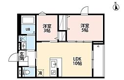 板橋区高島平1丁目アパート 2LDKの間取図画像