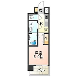 エスリード天王寺町北 1Kの間取図画像