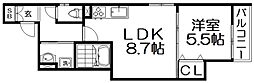 クリエオーレ藤阪中町1 1LDKの間取図画像