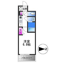 フォーリアライズ天王寺ヴァロール 1Kの間取図画像