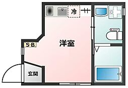 あおばはうす立花 1階ワンルームの間取り