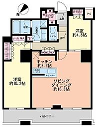 ザ・パークハウス西新宿タワー60 2LDKの間取図画像