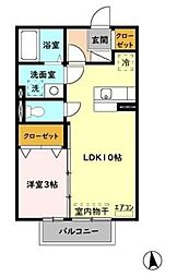 ベルデュール 1LDKの間取図画像