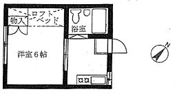 ツインテラス 1Kの間取図画像