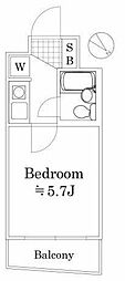 ルーブル南馬込 1Kの間取図画像