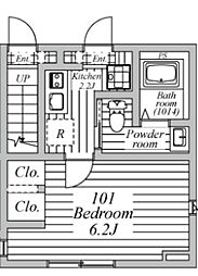 プラスアーバン千歳船橋 1階1Kの間取り