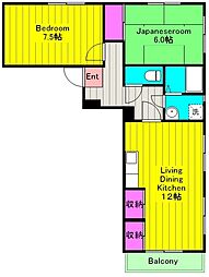 パインクレスト調布 2LDKの間取図画像