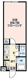 グランクオール東久留米 1Kの間取図画像