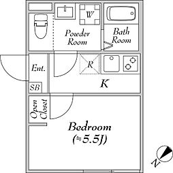 IL MEZZO DI TOKYOTRE 3階1Kの間取り
