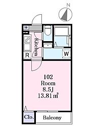 J-Maison淵野辺 1Kの間取図画像