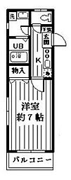 エメラルドマンション2 1Kの間取図画像