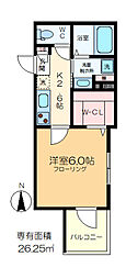 アヴァロン 1Kの間取図画像