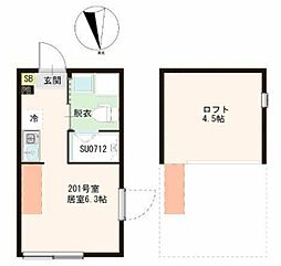 リネア平和台 ワンルームの間取図画像