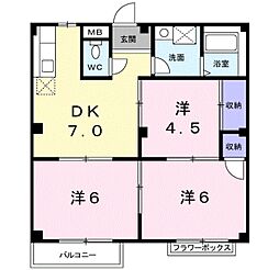 サンクレールヒラタ 3DKの間取図画像
