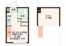 ハーモニーテラス・エーデルシュタイン上板橋 1階ワンルームの間取り