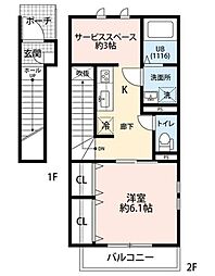 AmourSora 1SKの間取図画像