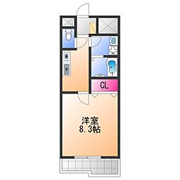 スカイヴィラ日根野 1DKの間取図画像