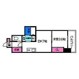 CLOVERVIEWKITAHANADA 1DKの間取図画像