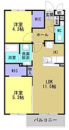 霧島市隼人町真孝マンション 2LDKの間取図画像