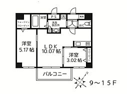 モダンパラッツォ天神AXIA 2LDKの間取図画像