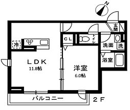 PREXION Bace 南棟 1LDKの間取図画像