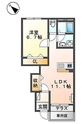 ルミナスヴィレッジ2 1LDKの間取図画像