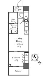TSコート日本橋浜町 4階1LDKの間取り