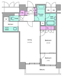 レジディアタワー目黒不動前 1SLDKの間取図画像