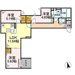 アヴァンス豊島　A 1階3LDKの間取り