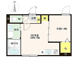 ハーモニーテラス東小岩V 1LDKの間取図画像