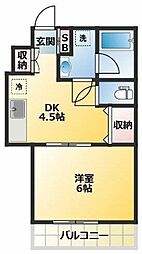 ドエル小竹向原I 2階1DKの間取り