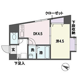 アソシアグロッツォ平尾 1DKの間取図画像