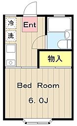リバーサイド多摩川 1Kの間取図画像