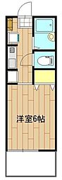 ニューパレス北里2 1Kの間取図画像