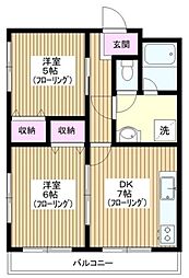 渡邉ビル 2DKの間取図画像