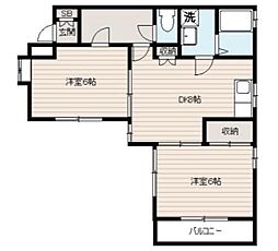 駒岡コートタウンE棟 2DKの間取図画像