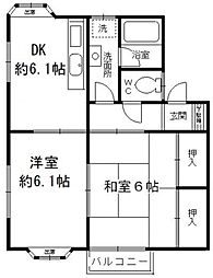 グランドメゾン2号館 2DKの間取図画像