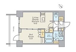 CRESTCOURT蔵前STATIONFRONT 1LDKの間取図画像
