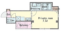 エヌエムディスユイット 1Kの間取図画像