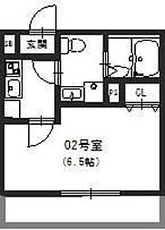 モダンエレーナ鶴見 1Kの間取図画像