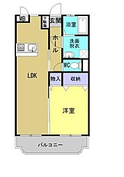 アンビシャス 1LDKの間取図画像