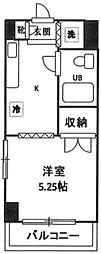 ファーストアベニュー 1Kの間取図画像