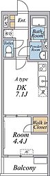 リブリ・東村山 1DKの間取図画像