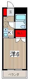 フラワーハイツC 1Kの間取図画像