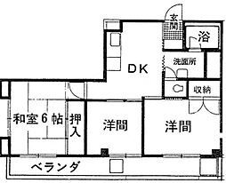 シャトー利休 3DKの間取図画像