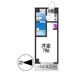 Kイーストビル 1Kの間取図画像